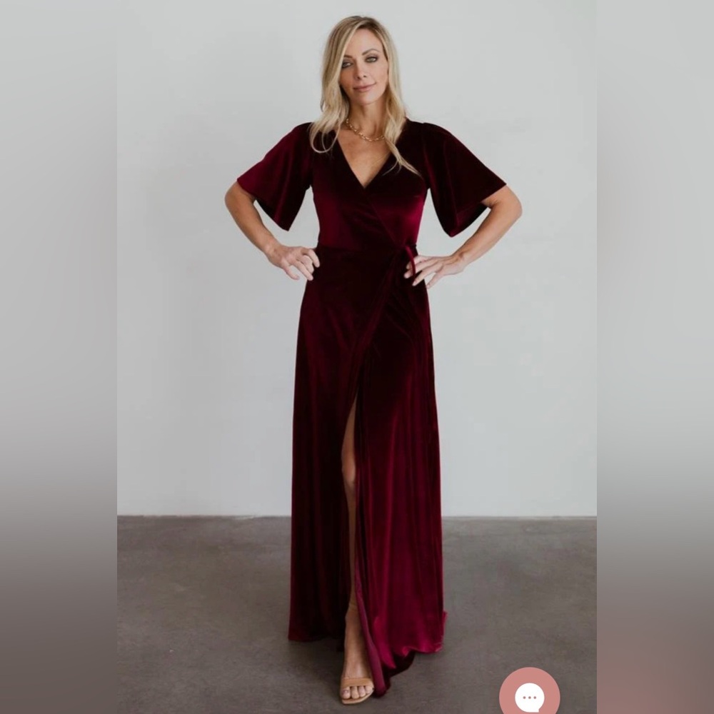 WrapDress, Long, Flutter Sleeve, Soft Velvet, Mulberry, NEW, Baltic Born Holiday